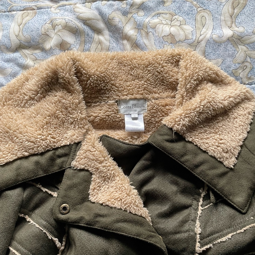 Costa Blanca Olive Teddy Jacket Women’s Size 8 - Picture 5 of 5